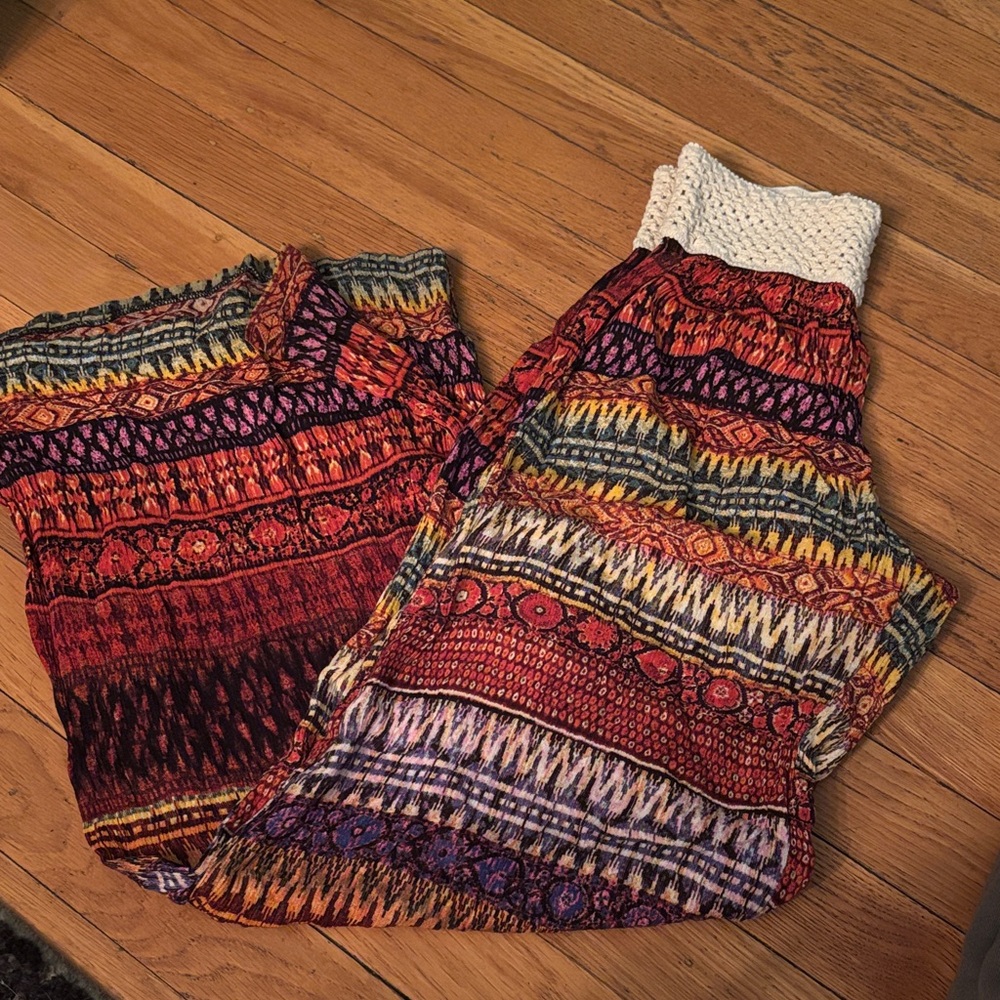 About A Girl Cream Crochet Overlay with Multicolor Lined Detail